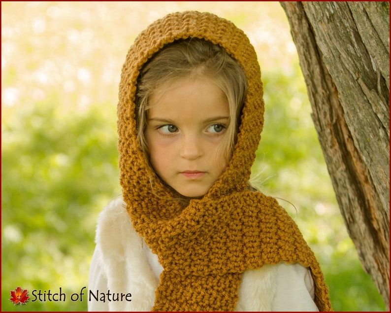 Crochet PATTERN The Philadelphia Hooded Scarf Pattern, Scarf with Hood and Buttons 18 doll, Toddler to Adult sizes Girls id: 16051 image 3