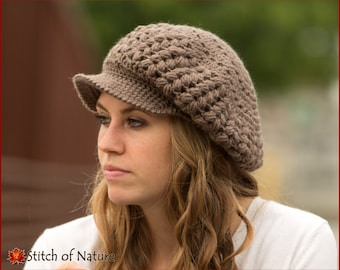 Crochet PATTERN - The Madison Scally Cap, Newsboy Hat, Slouchy Hat (18 inch doll size, Toddler to Adult sizes - Girls) - id: 16005