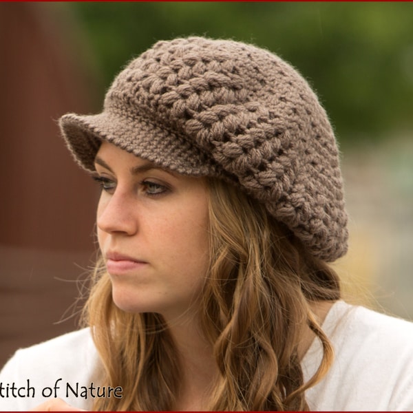 Crochet PATTERN - The Madison Scally Cap, Newsboy Hat, Slouchy Hat (18 inch doll size, Toddler to Adult sizes - Girls) - id: 16005