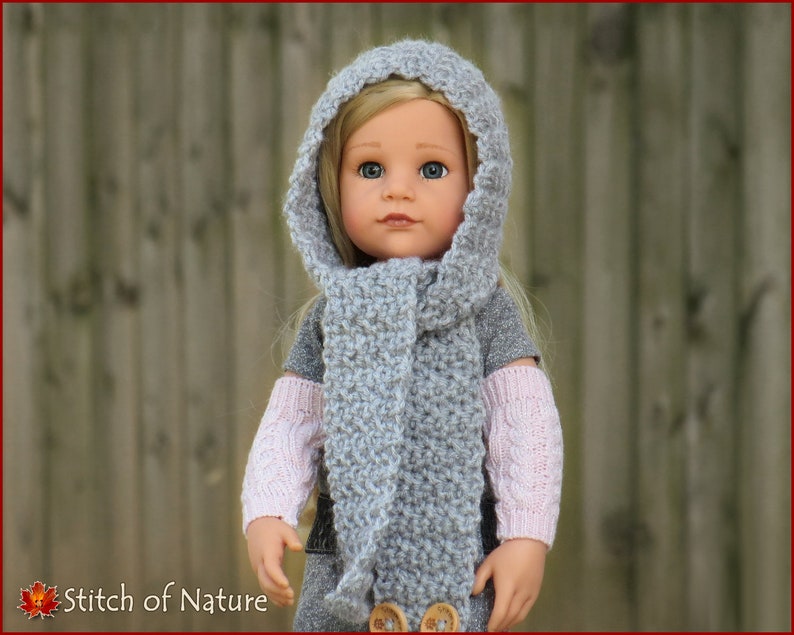 Crochet PATTERN The Philadelphia Hooded Scarf Pattern, Scarf with Hood and Buttons 18 doll, Toddler to Adult sizes Girls id: 16051 image 8