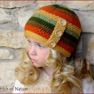 Crochet PATTERN - The Autumn Forest Beanie Hat  (Toddler to Adult sizes - Girls and Boys) - id: 16025