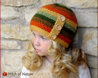 Crochet PATTERN - The Autumn Forest Beanie Hat  (Toddler to Adult sizes - Girls and Boys) - id: 16025