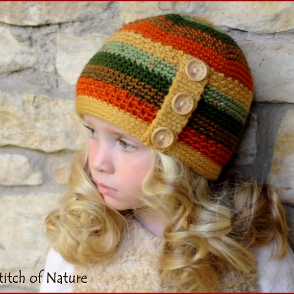 Crochet PATTERN - The Autumn Forest Beanie Hat  (Toddler to Adult sizes - Girls and Boys) - id: 16025