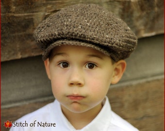 Crochet PATTERN - The Belmont Scally Cap, Newsboy Hat, 1920s Hat Pattern (18in doll, Newborn to Adult sizes - Girls, Boys) - id: 16019