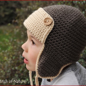 Crochet PATTERN The Skylar Aviator Hat, Pilot Hat Pattern Newborn to Adult sizes Girls, Boys id: 16006 image 1