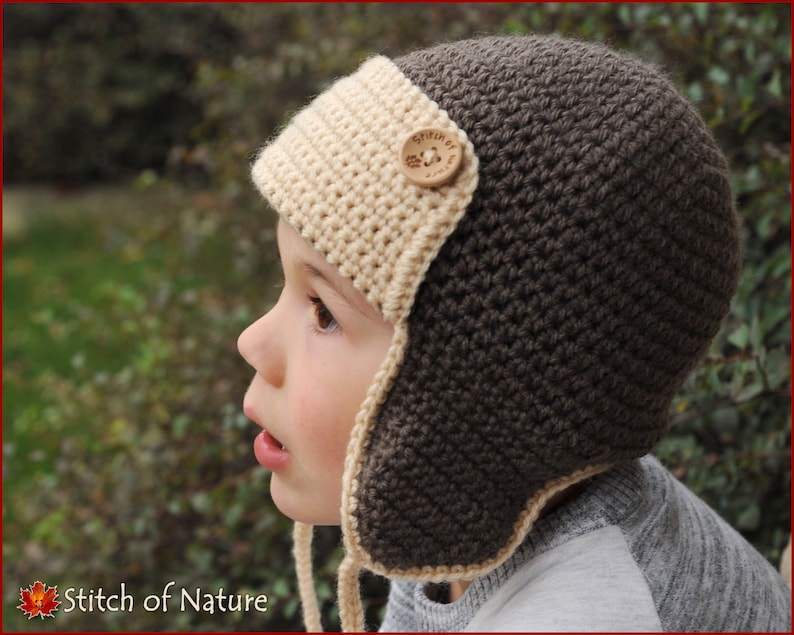 Crochet PATTERN The Skylar Aviator Hat, Pilot Hat Pattern Newborn to Adult sizes Girls, Boys id: 16006 image 1