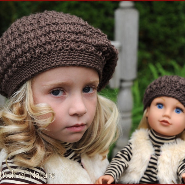 Crochet PATTERN - The Collins Vintage Beret, Scally Cap, Newsboy Hat Pattern (18" doll, Newborn to Adult sizes  - Girls/Boys) - id: 16038