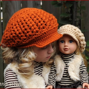 Crochet PATTERN - The Madison Scally Cap, Newsboy Hat, Slouchy Hat (18 inch doll size, Toddler to Adult sizes - Girls) - id: 16005