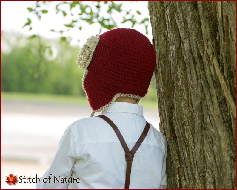 Crochet PATTERN The Red Baron Aviator Hat, Pilot Hat Pattern Newborn to Adult sizes Girls, Boys id: 16067 image 9