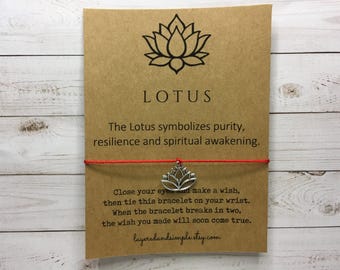 Lotus Flower Gifts, Lotus Wish Bracelet, Lotus Charm Bracelet, Lotus Jewelry, Lotus Party Favors Bulk, Lotus Gifts Bulk Yoga Gifts