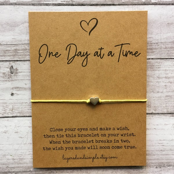 One Day at a Time Bracelet, One Day at a Time Wish Bracelet, Wish Bracelet, Recovery Bracelet, Mental Health Gift, Inspirational Bracelet