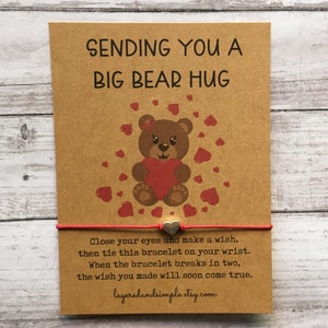 Bear Hug, Teddy Bear Hug. Bear Hug Bracelet, Bear Hug Wish Bracelet, Thinking of You, Worry Bear. Anxiety Bear. Separation Anxiety, Bulk