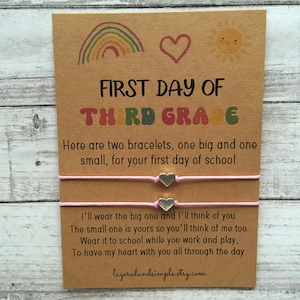 First Day of Third Grade, Mommy and Me Back to School Bracelets First Day of School Bracelet Matching Bracelets Heart Bracelets, Third Grade