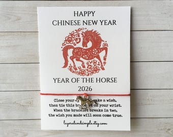 Chinese New Year Geschenke Wunsch Armband Jahr 2026 Good Luck String Roter Umschlag
