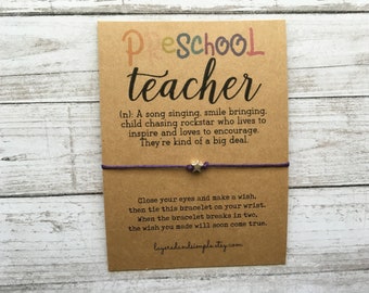 Wish Bracelet, Teacher Gifts, Teacher Appreciation Gift, Teacher Wish Bracelet, Preschool Teacher Gifts, Unique Gifts for Teachers, Nursery