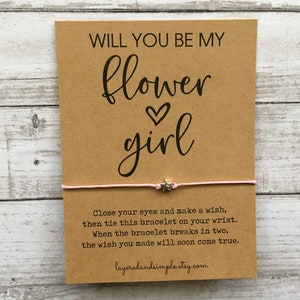 Will You Be My Flower Girl, Wish Bracelet, Flower Girl Proposal, Flower Girl Gift, Wedding Party Gift, Custom Wedding Favors, Rustic Wedding