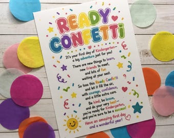 Ready Confetti, Jitter Glitter, First Day of Kindergarten First Day of School Gifts First Day of Preschool Kindergarten Bulk Teacher Gifts