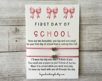 First Day of School Wish Bracelet, Matching Set, Personalized Charm