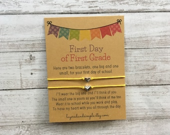First Day of First Grade Back to School Wish Bracelet Set