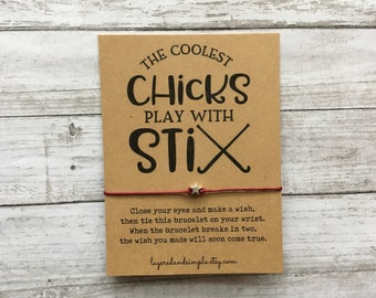 Pulsera de los deseos para hockey sobre césped, regalo para el equipo, Chicks with Stix