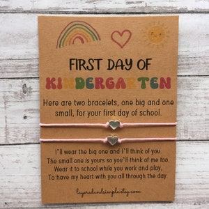 First Day of Kindergarten Mommy and Me Back to School Bracelets First Day of School Bracelet Matching Bracelets Heart Bracelets Anxiety Gift