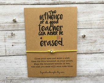 Pulsera de los deseos para el profesor, pulsera minimalista de cordón