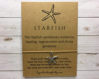 Starfish Gifts, Starfish Wish Bracelet, Starfish Charm Bracelet, Starfish Jewelry, Beach Party Favors Bulk, Starfish Gifts Bulk Summer Gifts