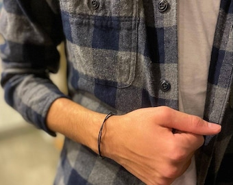 Black Cord Surfer Bracelet, Waterproof Minimalist Adjustable Bracelet