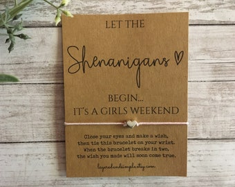 Custom Girls Trip Wish Bracelet, Personalized Friendship Gift