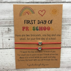 First Day of Preschool, Mommy and Me Back to School Bracelets First Day of School Bracelet Matching Bracelets Heart Bracelets, Preschool