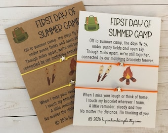 First Day of Camp First Day of Summer Camp Matching Wish Bracelet Set Mommy and Me Summer Camp Gifts Bulk