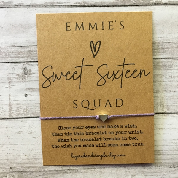 Personalized Sweet 16 Wish Bracelet, Custom Birthday Party Favors