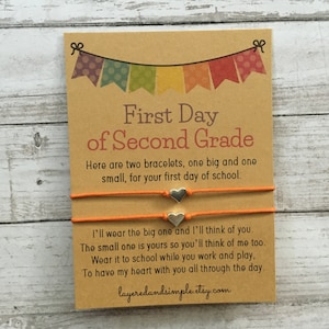 First Day of Second Grade Mommy and Me Back to School Bracelets First Day of School Bracelet Matching Bracelets Heart Bracelets Second Grade