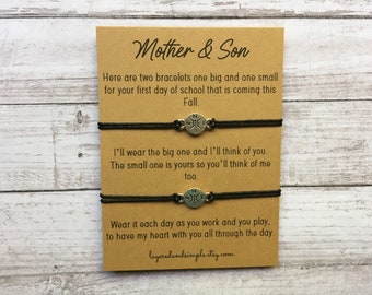 Mother and Son, Mother and Son Gifts, Mother and Son Bracelet, Matching Bracelets, First Day of School Kindergarten Back to School Preschool