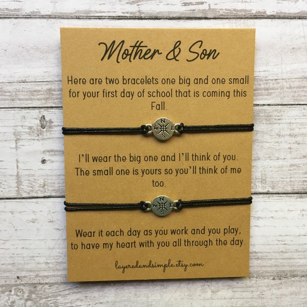 Mother and Son, Mother and Son Gifts, Mother and Son Bracelet, Matching Bracelets, First Day of School Kindergarten Back to School Preschool