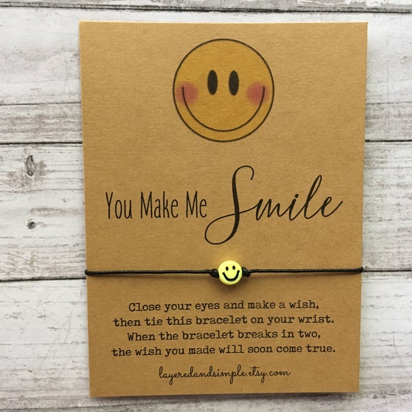 Smiley Face Bracelet, Smile Face Bracelet, Smiley Face, Friendship Bracelets, Long Distance Gift, Best Friend Gift, Happy Face Bracelet