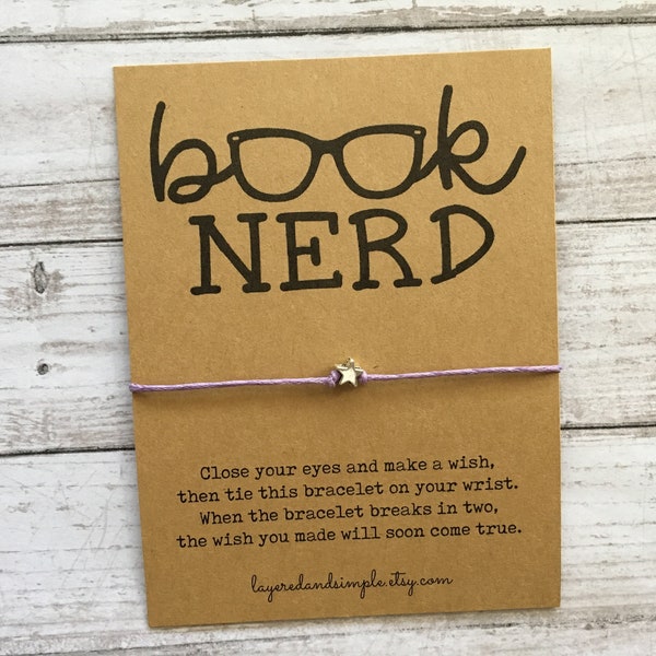 Book Lover Gift, Gift for Book Lover, Gifts for Readers, Book Nerd, Book Club Gift, Book Nerd Wish Bracelet, Gift for Librarian, Book Worms