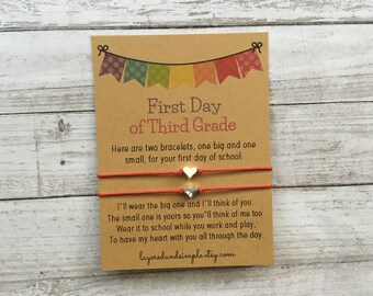 First Day of Third Grade Back to School Wish Bracelet Set