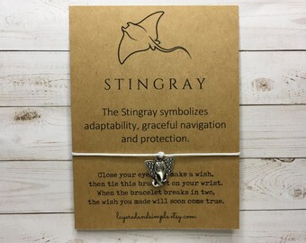 Stingray Gifts, Stingray Wish Bracelet, Stingray Charm Bracelet, Stingray Jewelry, Beach Party Favors Bulk, Stingray Gifts Bulk Summer Gifts