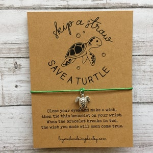 Skip a Straw Save a Turtle, Turtle Bracelet, Turtle Wish Bracelet, Turtle Charm Bracelet, Turtle Gifts, Save the Turtles, VSCO, Charity