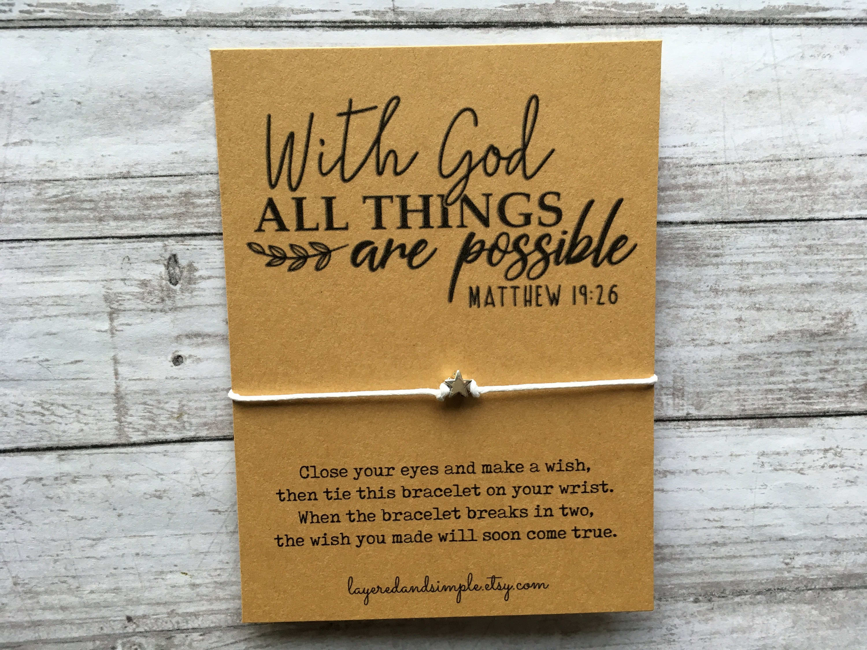 With God All Things are Possible, Religious Gifts, Religious Jewelry, Religious Bracelet, Bible Verse Gifts, Psalms, Christian Gifts, Faith