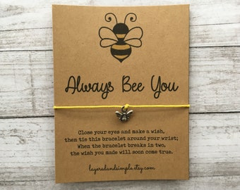 Always Bee You, Bee Wish Bracelet, Wish Bracelet, Bumble Bee Bracelet, Best Friend Gift, Bee Bracelet , Gift for Her, Bee Jewelry