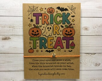 Halloween Gifts, Halloween Wish Bracelet, Halloween Charm Bracelet, Halloween Party Favors Bulk Halloween Treats, Halloween Goodie Bag, Bulk