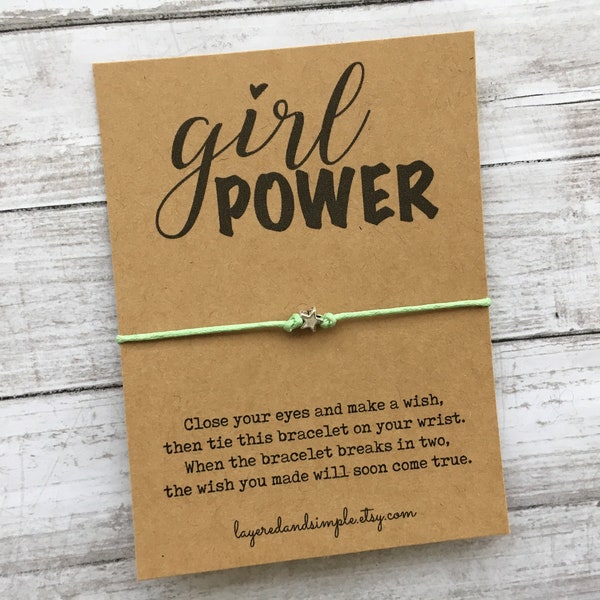 Wish Bracelet, Girl Power, Girl Power Bracelet, Feminist Bracelet, Feminist, Empowerment Bracelet, Inspirational Gift, Gifts for Girls, Bulk