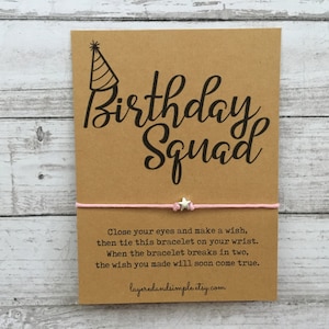 Benutzerdefinierte Geburtstagskader, Geburtstagsgeschenke, Gastgeschenke zum 13. Geburtstag, Wunscharmband Gastgeschenke, Wunscharmband, Gastgeschenke