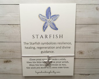 Starfish Gifts, Starfish Wish Bracelet, Starfish Charm Bracelet, Starfish Jewelry, Beach Party Favors Bulk, Starfish Gifts Bulk Summer Gifts