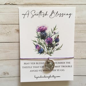 Scottish Gifts, Scottish Wish Bracelet, Scottish Thistle Charm Bracelet, Scottish Blessing, Scottish Thistle Bracelet, Thistle Bracelet