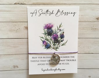 Scottish Thistle Wish Bracelet, Handmade Charm Bracelet