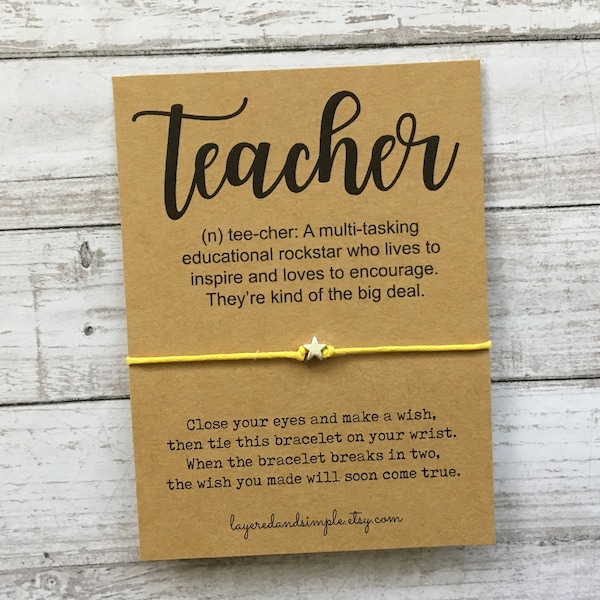 Wish Bracelet, Teacher Gifts, Teacher Appreciation Gift, Teacher Wish Bracelet, Preschool Teacher Gifts, Unique Gifts for Teachers, Nursery