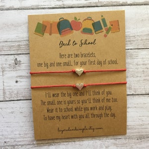 First Day of School Bracelets, Mommy and Me Heart Bracelets, Mother and Daughter, Mother and Daughter Bracelet Set, Back to School Bracelets